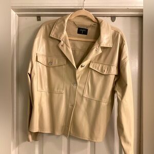 lightweight almond Tahari faux leather jacket in perfect condition-never worn.